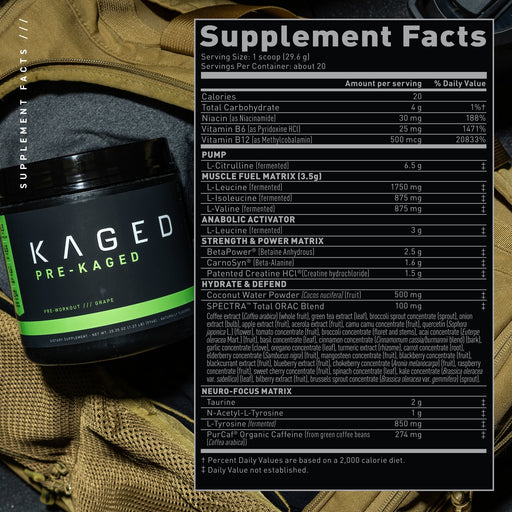 Kaged Muscle Pre-Kaged, The Original, Fully Loaded Pre Workout - Pre & Post Workout at MySupplementShop by Kaged Muscle