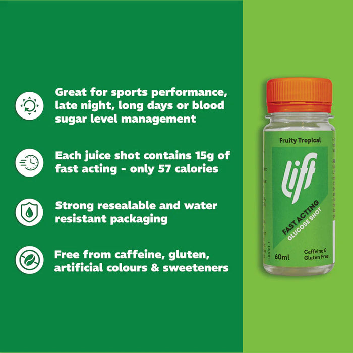 Lift Fast Acting Glucose Energy Juice Shots - Tropical Flavour