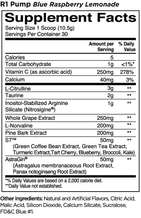 Rule One Pump, Blue Razz Lemonade 330g - Sports Supplements at MySupplementShop by Rule One