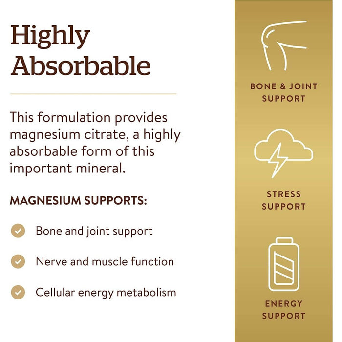 Solgar Magnesium Citrate Tablets Pack of 120 - Brain & Memory at MySupplementShop by Solgar