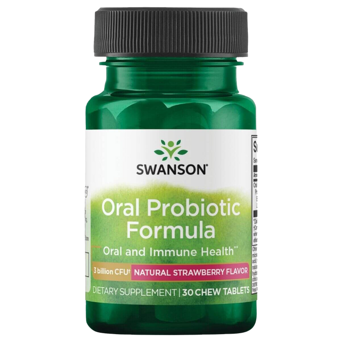 Swanson Oral Probiotic Formula 3 Billion CFU 30 Chewables, Strawberry Flavour