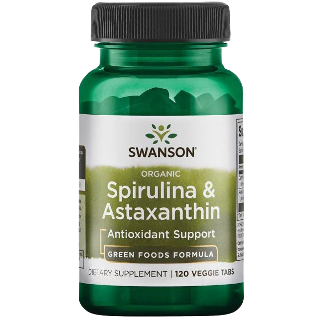 Swanson Spirulina & Astaxanthin, Organic - 120 veggie tabs