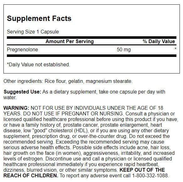 Swanson Super-Strength Pregnenolone 50mg 60 Capsules - Special Formula at MySupplementShop by Swanson