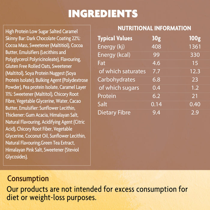 The Skinny Food Co Skinny Bar 12x60g Salted Caramel - Sports Nutrition at MySupplementShop by The Skinny Food Co