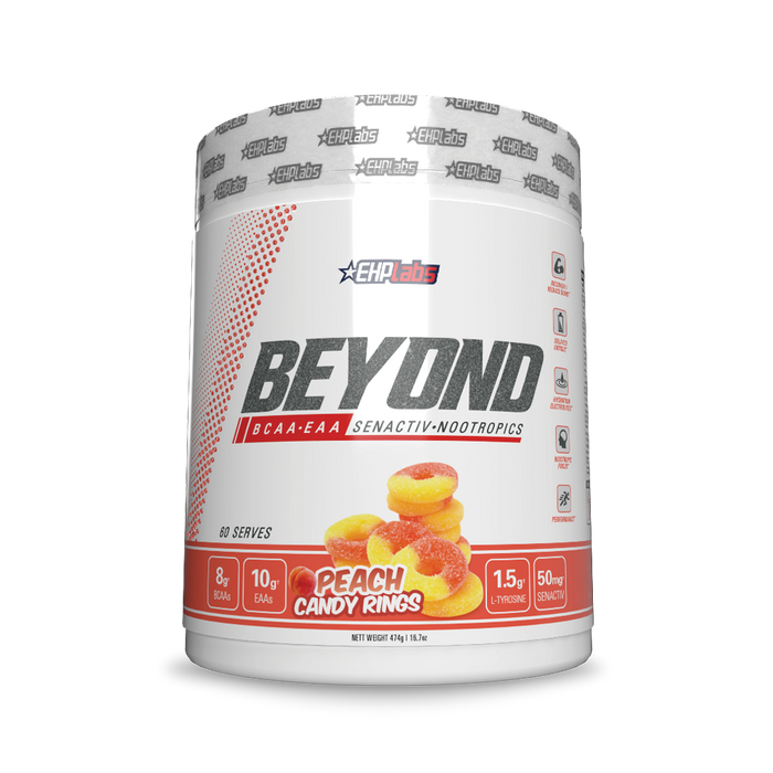 EHP Labs Beyond BCAA+EAA Intra-Workout 580g 60 Servings - Peach Candy Rings - BCAAs at MySupplementShop by EHP Labs