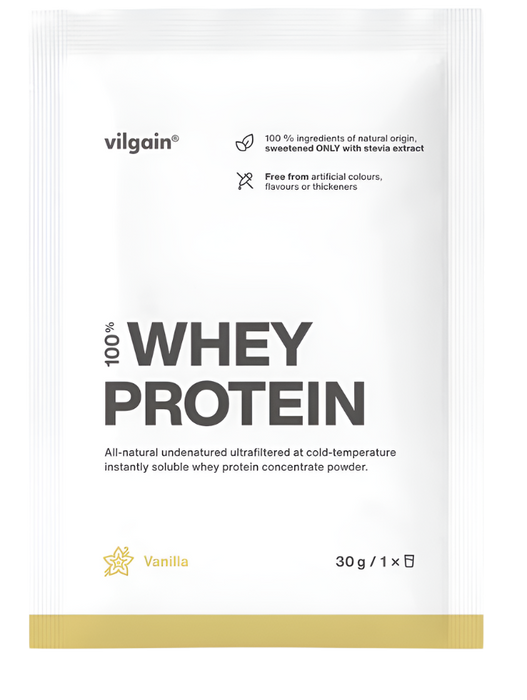 Vilgain Whey Protein 30g - Pure Dutch Whey with Natural Stevia Sweetener