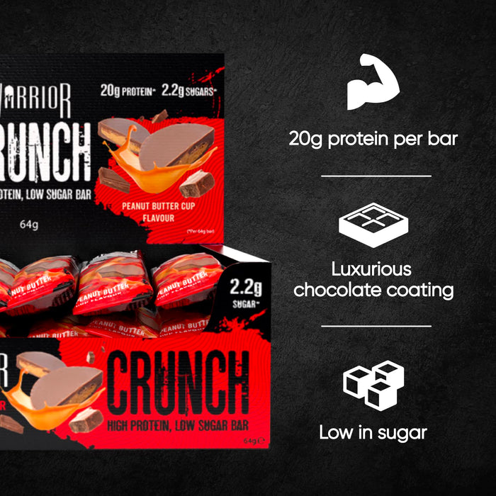 Warrior Crunch Bars 12x64g Peanut Butter Cup - Protein Bars at MySupplementShop by Warrior
