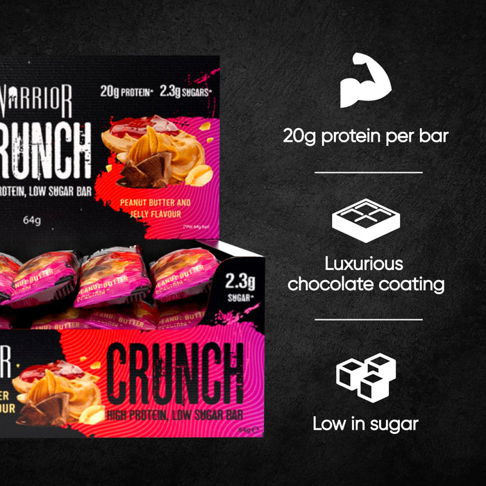 Warrior Crunch Bars 12x64g Peanut Butter Jelly - Protein Bars at MySupplementShop by Warrior