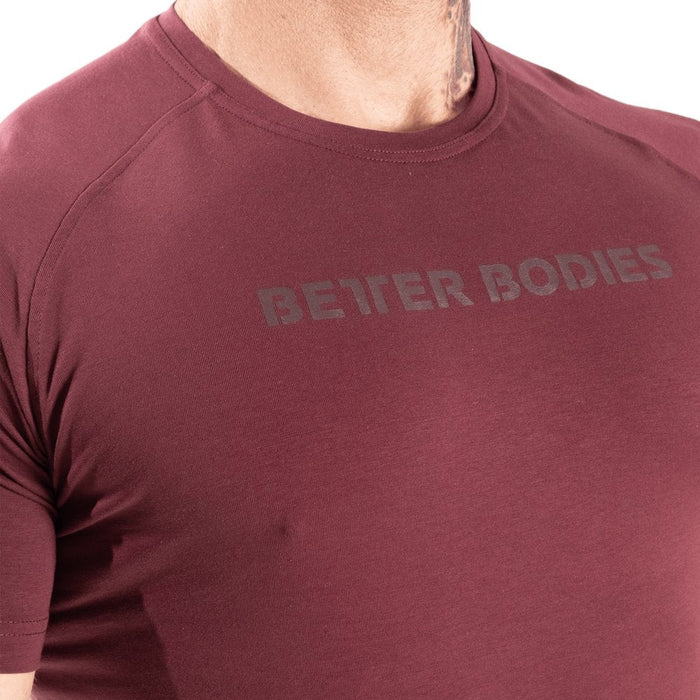 Better Bodies Gym Tapered Tee - Maroon - Tapered Tee at MySupplementShop by Better Bodies