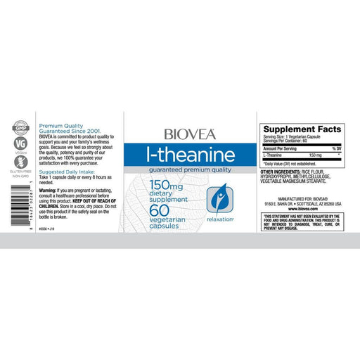 Biovea L-Theanine 150mg 60 Vegetarian Capsules - Brain & Memory at MySupplementShop by Biovea