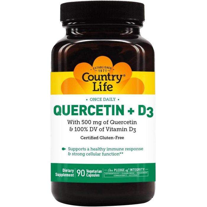 Country Life Quercetin + D3 90 Vegetarian Capsules