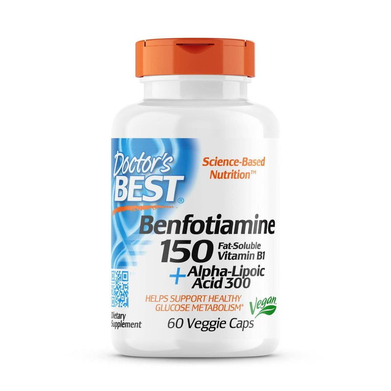 Doctor's Best Benfotiamine 150 + Alpha-Lipoic Acid 300 60 Veggie Capsules - Health and Wellbeing at MySupplementShop by Doctor's Best