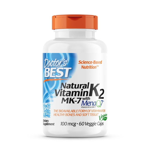 Doctor's Best Natural Vitamin K2 MK-7 with MenaQ7 100 mcg 60 Veggie Capsules - Vitamins & Minerals at MySupplementShop by Doctor's Best