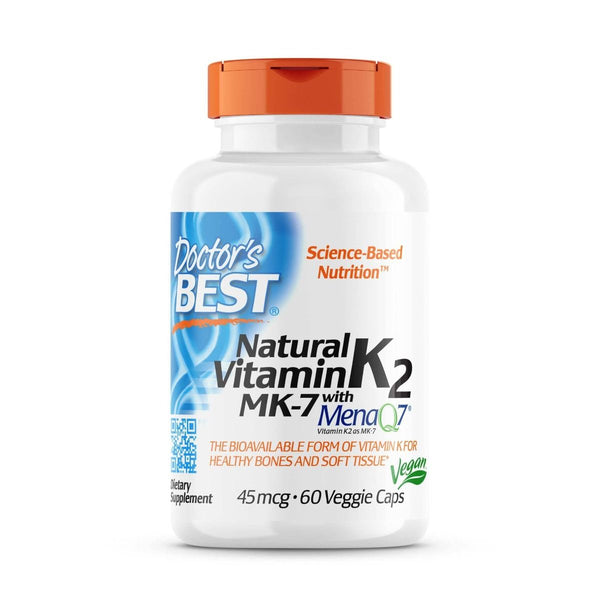 Doctor's Best Natural Vitamin K2 MK-7 with MenaQ7 45 mcg 60 Veggie Capsules - Vitamins & Minerals at MySupplementShop by Doctor's Best