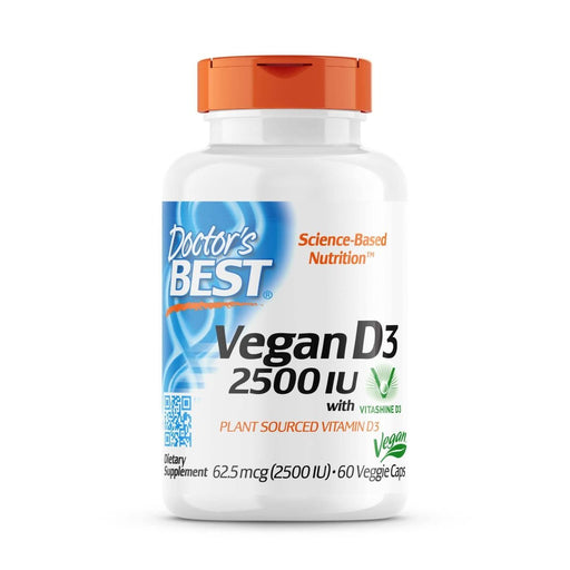 Doctor's Best Vegan D3 with Vitashine D3, 2,500 IU 60 Veggie Capsules - Immune Support at MySupplementShop by Doctor's Best