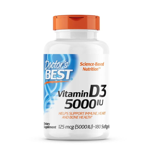 Doctor's Best Vitamin D3 125 mcg (5,000 IU) 180 Softgels - Vitamins & Minerals at MySupplementShop by Doctor's Best