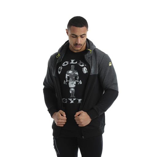 Golds Gym Full Zip Hooded Sweater - Black/Charcoal - Hooded Sweater at MySupplementShop by Gold's Gym