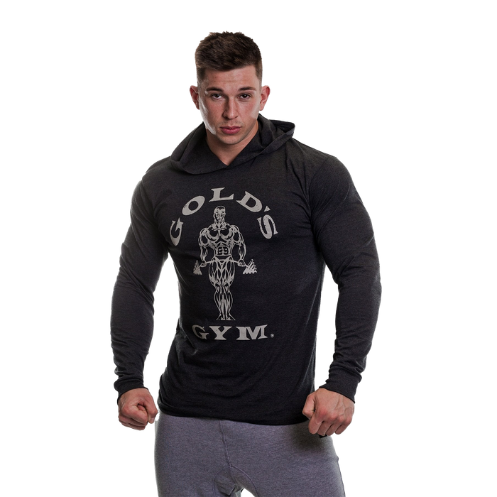 Gold's Gym Long Sleeve Hooded Top Black Marl