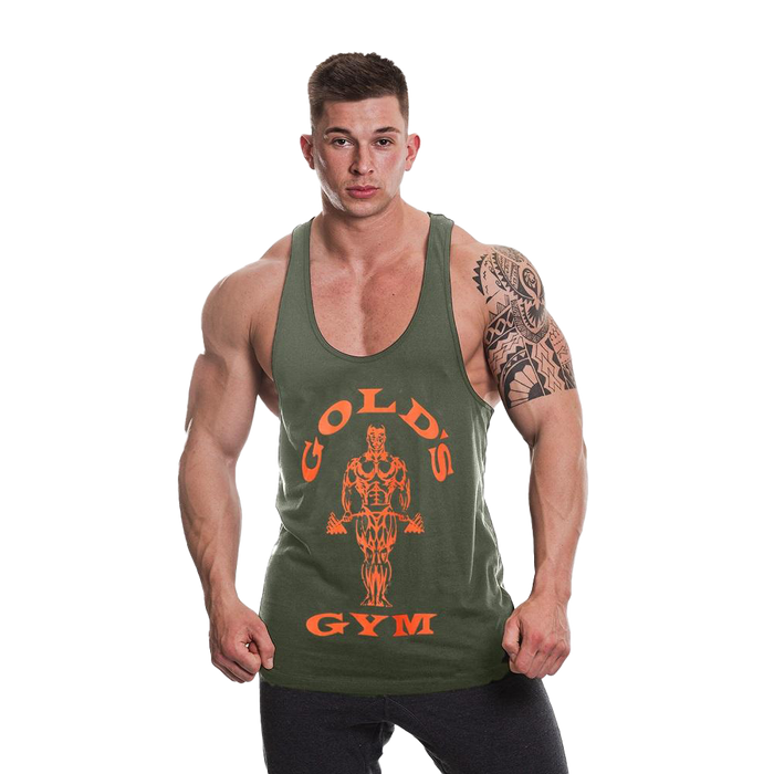 Golds Gym Muscle Joe Premium Stringer - Army Marl/Orange