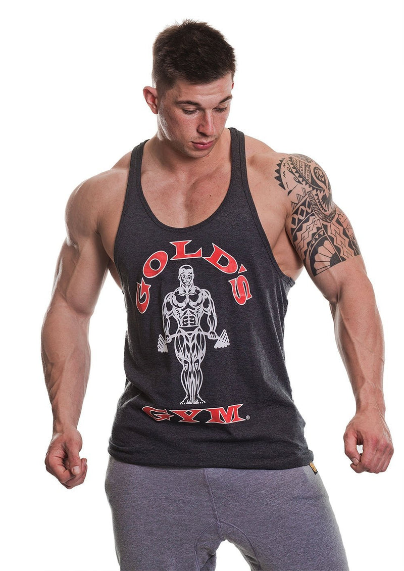 Golds Gym Muscle Joe Premium Stringer - Charcoal Marl - Small - Stringer at MySupplementShop by Gold's Gym