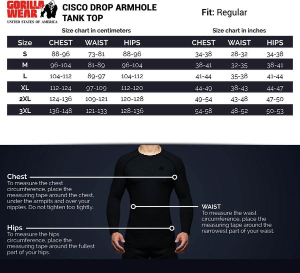 Gorilla Wear Cisco Drop Armhole Tank Top - Black/White - Small - Tank Top at MySupplementShop by Gorilla Wear