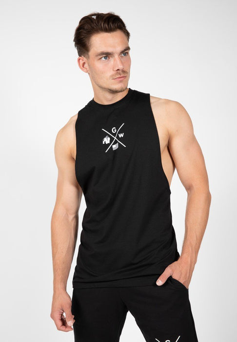 Gorilla Wear Cisco Drop Armhole Tank Top - Black/White - XL - Tank Top at MySupplementShop by Gorilla Wear