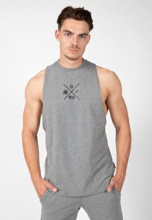 Gorilla Wear Cisco Drop Armhole Tank Top - Grey/Black - Medium - Tank Top at MySupplementShop by Gorilla Wear