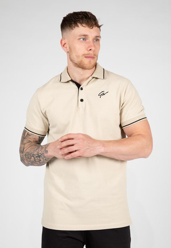 Gorilla Wear Delano Polo Beige/Black - Medium - Polo at MySupplementShop by Gorilla Wear