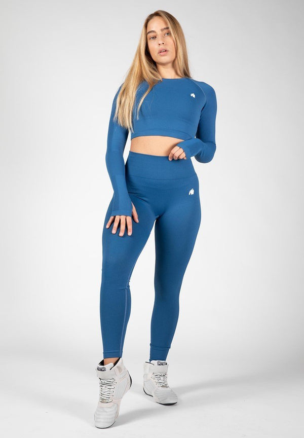 Gorilla Wear Hilton Seamless Long Sleeve - Blue - Medium/Large - Top at MySupplementShop by Gorilla Wear