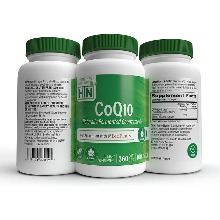 Health Thru Nutrition CoQ10 with BioPerine 100mg 360 Softgels - Cellular Health at MySupplementShop by Health Thru Nutrition