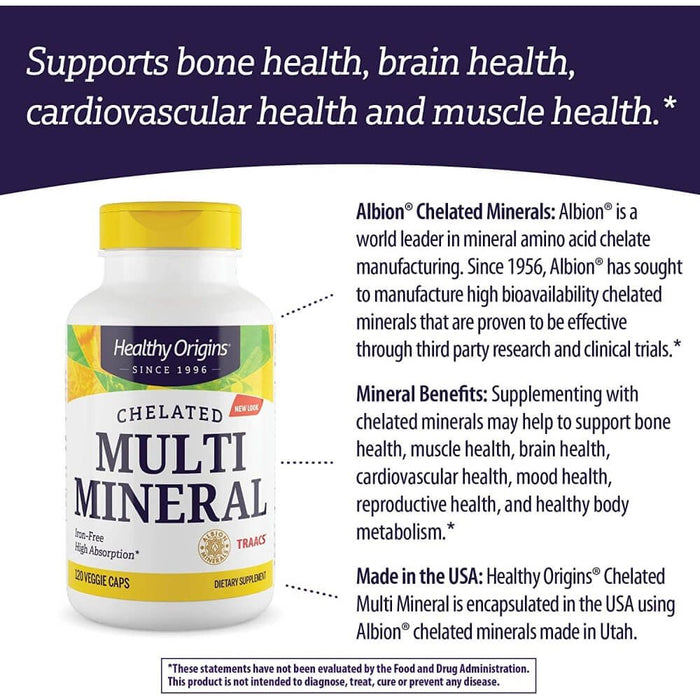 Healthy Origins Chelated Multi Mineral 120 Veggie Capsules - Brain & Memory at MySupplementShop by Healthy Origins