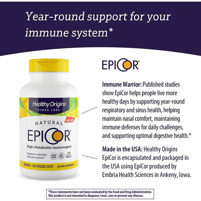 Healthy Origins Epicor 500 mg 150 Veggie Capsules - Immune Support at MySupplementShop by Healthy Origins