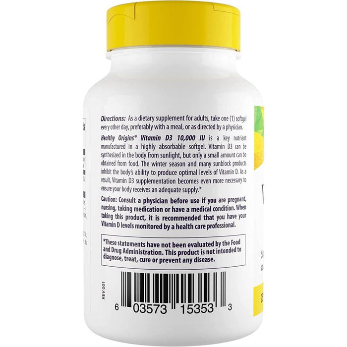 Healthy Origins Vitamin D3 10,000iu 120 Softgels - Immune Support at MySupplementShop by Healthy Origins