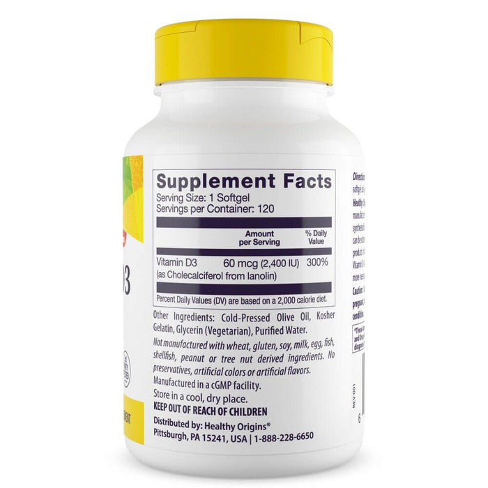 Healthy Origins Vitamin D3 2400iu 120 Softgels - Immune Support at MySupplementShop by Healthy Origins