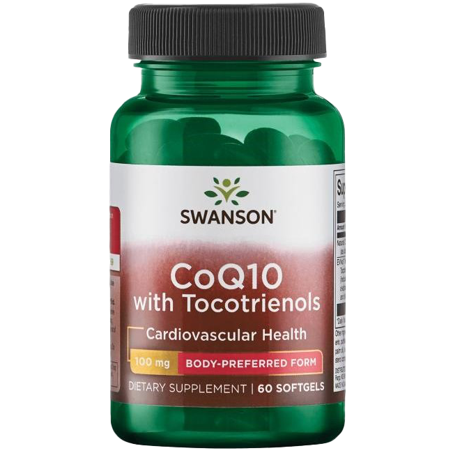 Swanson CoQ10, 100 mg (with 10mg Tocotrienols) - 60 softgels