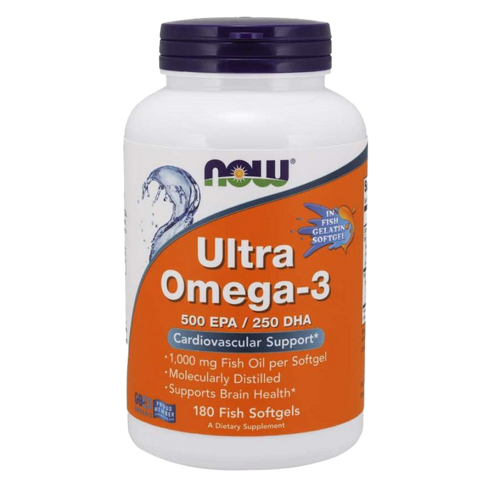 NOW Foods Ultra Omega-3 (In Fish Gelatin Softgels) - 180 fish softgels