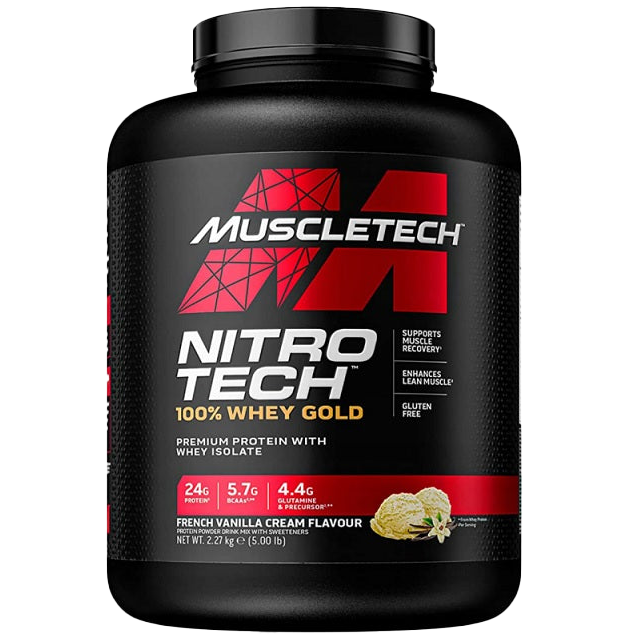 MuscleTech Nitro-Tech 100% Whey Gold, French Vanilla Cream - 2270 grams (EAN 631656256376)