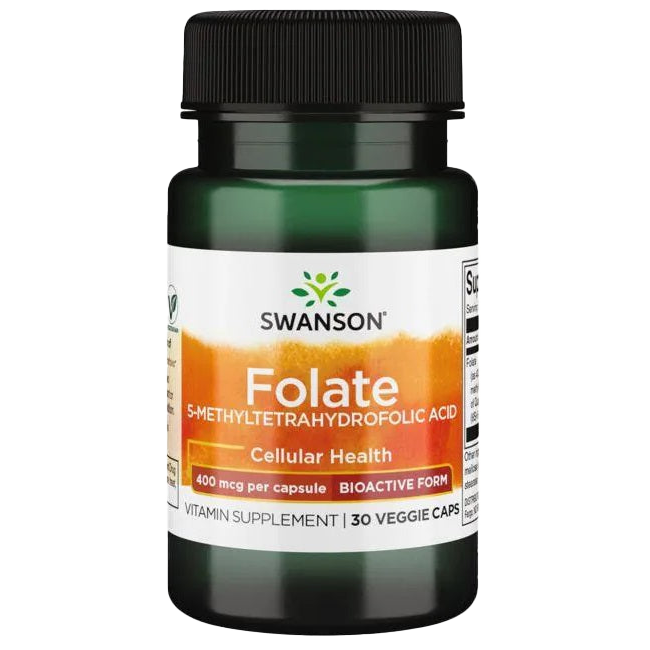 Swanson Folate (5-Methyltetrahydrofolic Acid), 400mcg - 30 vcaps