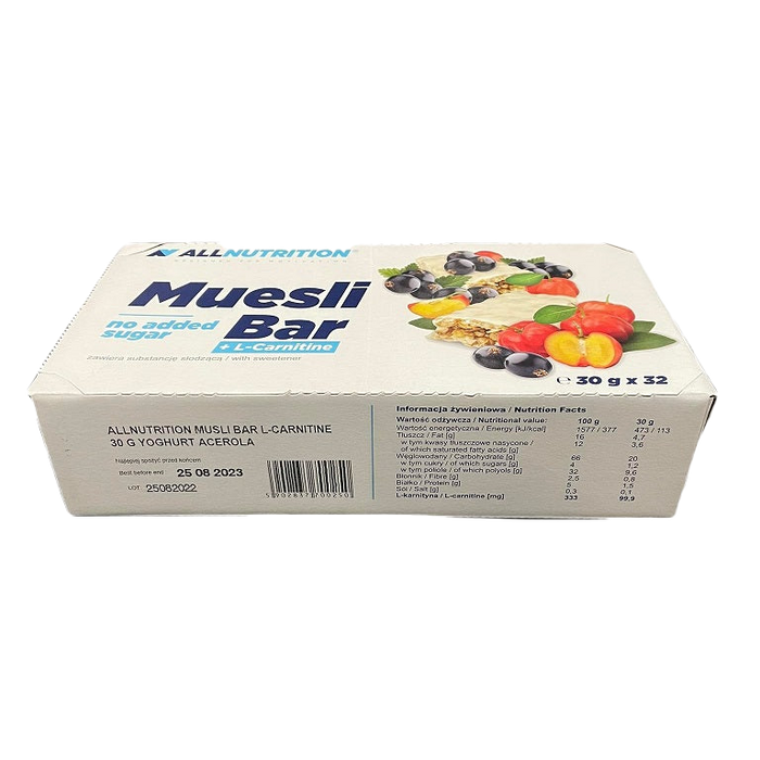 Allnutrition Muesli Bar + L-Carnitine, Yoghurt & Acerola - 32 bars