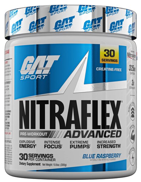 GAT Nitraflex Advanced Blue Raspberry  300g - Nitric Oxide Boosters at MySupplementShop by GAT