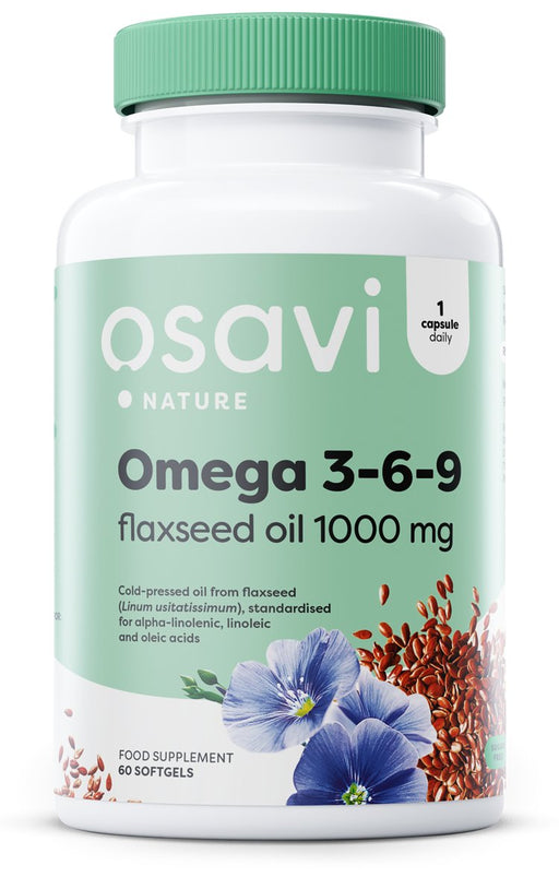 Osavi Omega 3-6-9 Flaxseed Oil, 1000mg - 60 softgels - Sports Supplements at MySupplementShop by Osavi