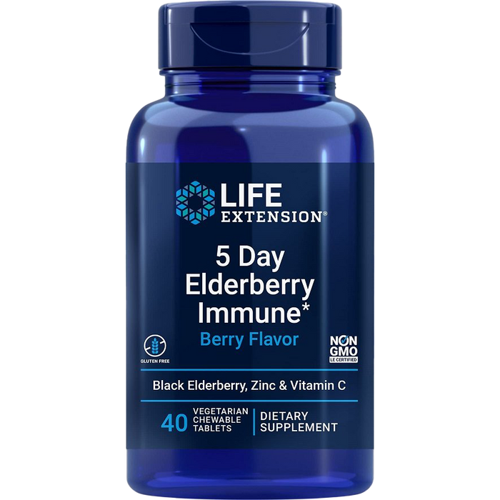 Life Extension 5 Day Elderberry Immune, Berry 40 chewable tabs