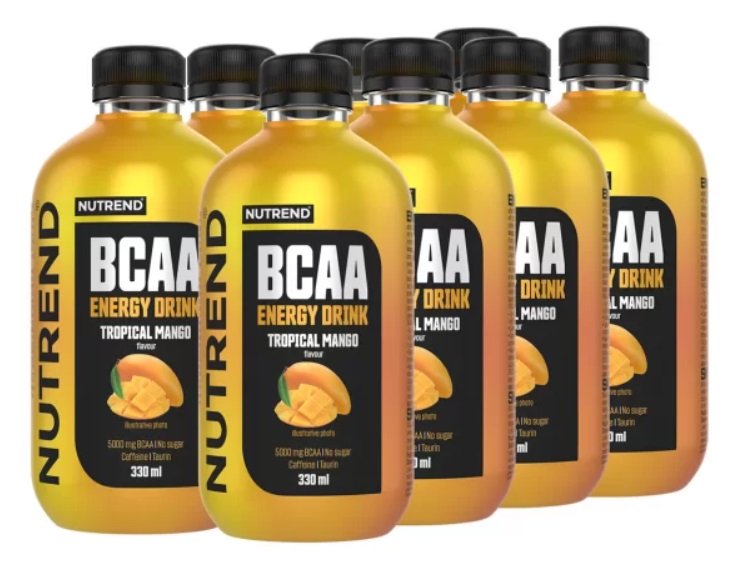 Nutrend BCAA Energy Drink, Tropical Mango - 8 x 330 ml - Sports Supplements at MySupplementShop by Nutrend