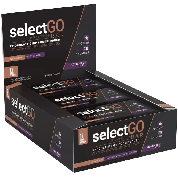 PEScience SelectGo Protein Bar, Chocolate Chip Cookie Dough - 12 x 60g