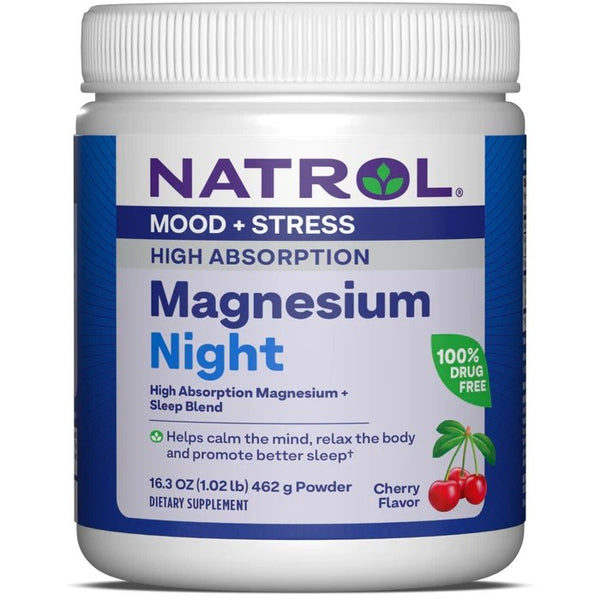 Natrol High Absorption Magnesium Night, Cherry 462g - Sports Supplements at MySupplementShop by Natrol