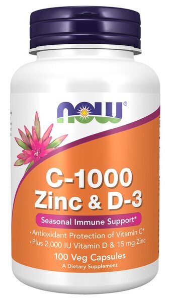 NOW Foods C-1000 Zinc & D-3 - 100 vcaps - Vitamins & Supplements at MySupplementShop by NOW Foods