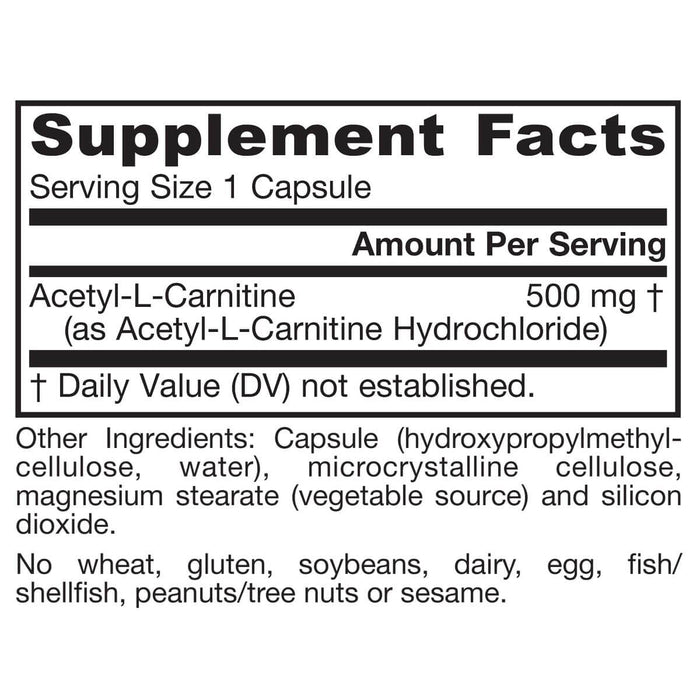 Jarrow Formulas Acetyl L-Carnitine 500mg 60 Veggie Capsules - Amino Acids and BCAAs at MySupplementShop by Jarrow Formulas