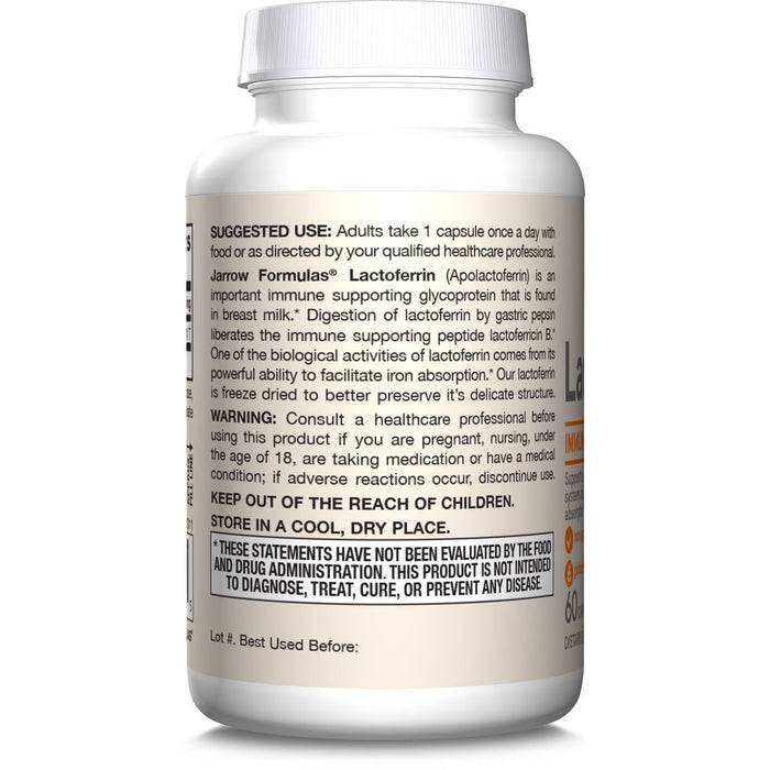 Jarrow Formulas Lactoferrin 250mg 60 Capsules - Health and Wellbeing at MySupplementShop by Jarrow Formulas