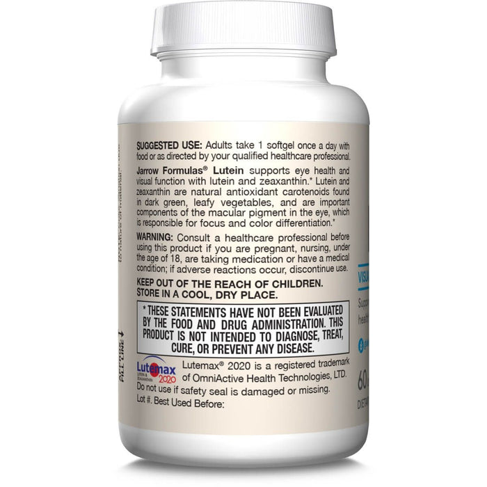 Jarrow Formulas Lutein 20mg & Zeaxanthin 4mg 60 Softgels - Health and Wellbeing at MySupplementShop by Jarrow Formulas