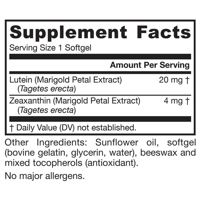 Jarrow Formulas Lutein 20mg & Zeaxanthin 4mg 60 Softgels - Health and Wellbeing at MySupplementShop by Jarrow Formulas